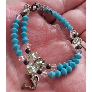 Ocean-themed Swarovski crystal & vibrant turquoise-color faceted beads w/mermaid